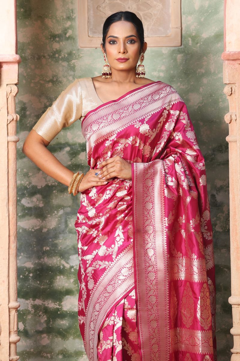 pink jangla katan silk semi