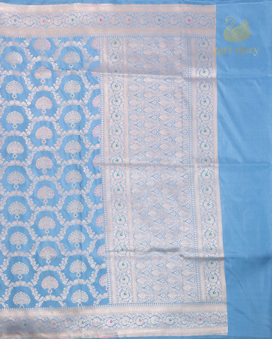 Powder Blue Meenakari Katan Silk Banarasi Saree