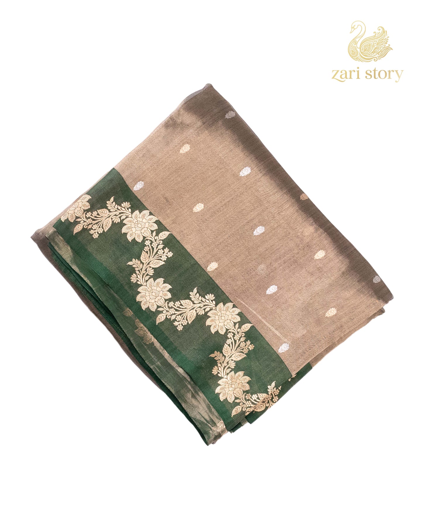 Antique Gold Butta Tissue Banarasi Saree