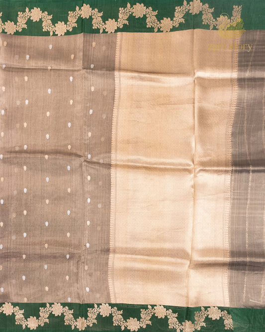 Antique Gold Butta Tissue Banarasi Saree