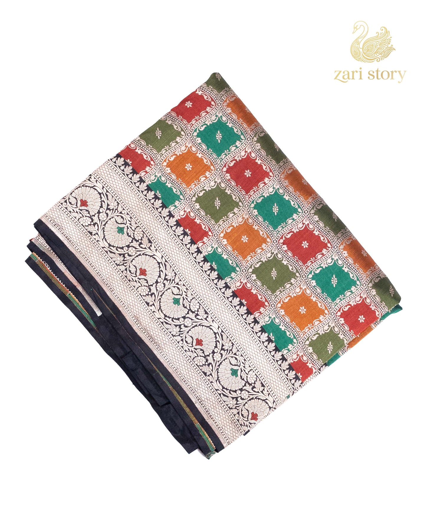 Black Multicolour Rangkat Katan Silk Banarasi Saree