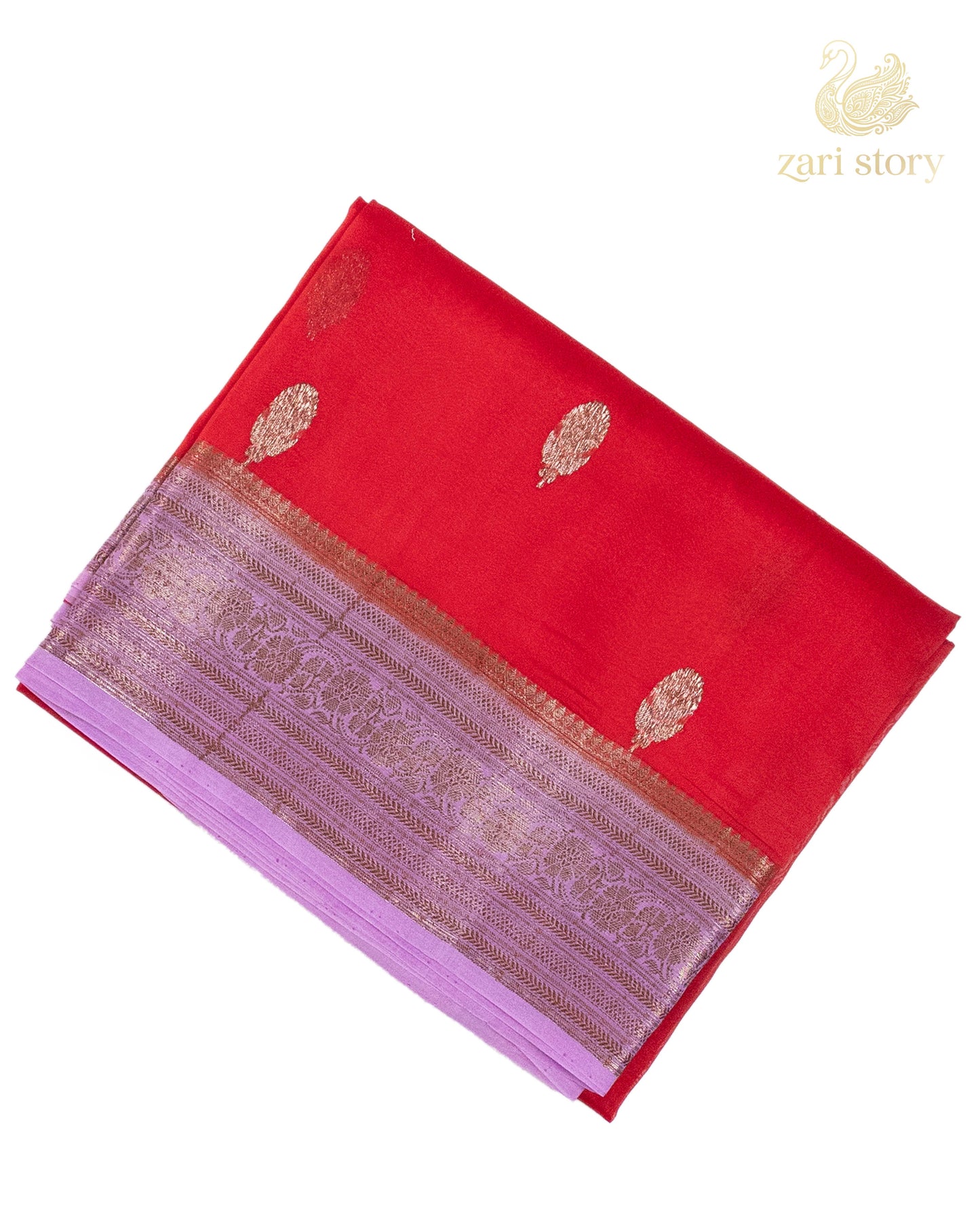 Ruby Red Butta Kora Silk Banarasi Saree