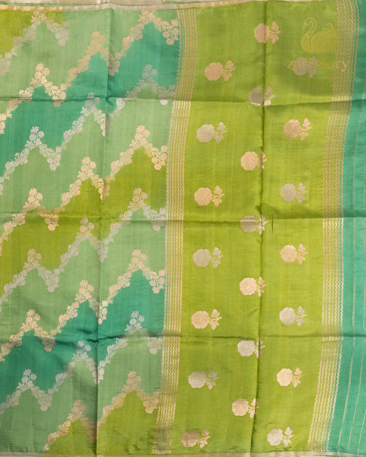 Pista Green Rangkat Mango Banarasi Saree