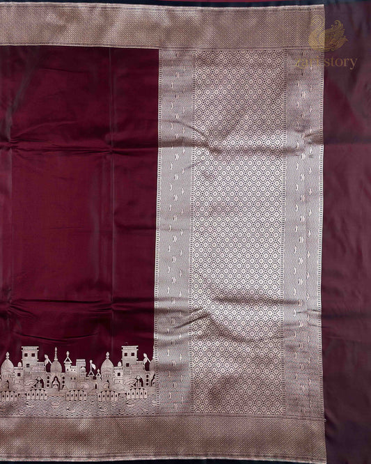 Coffee Brown Ganga Ghat Mashru Banarasi Saree