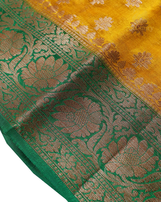 Turmeric Yellow Butta Mulberry Silk Banarasi Saree