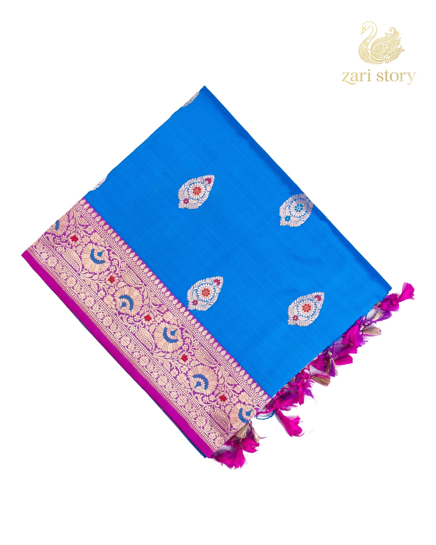 Cobalt Blue Meenakari Katan Silk Banarasi Saree