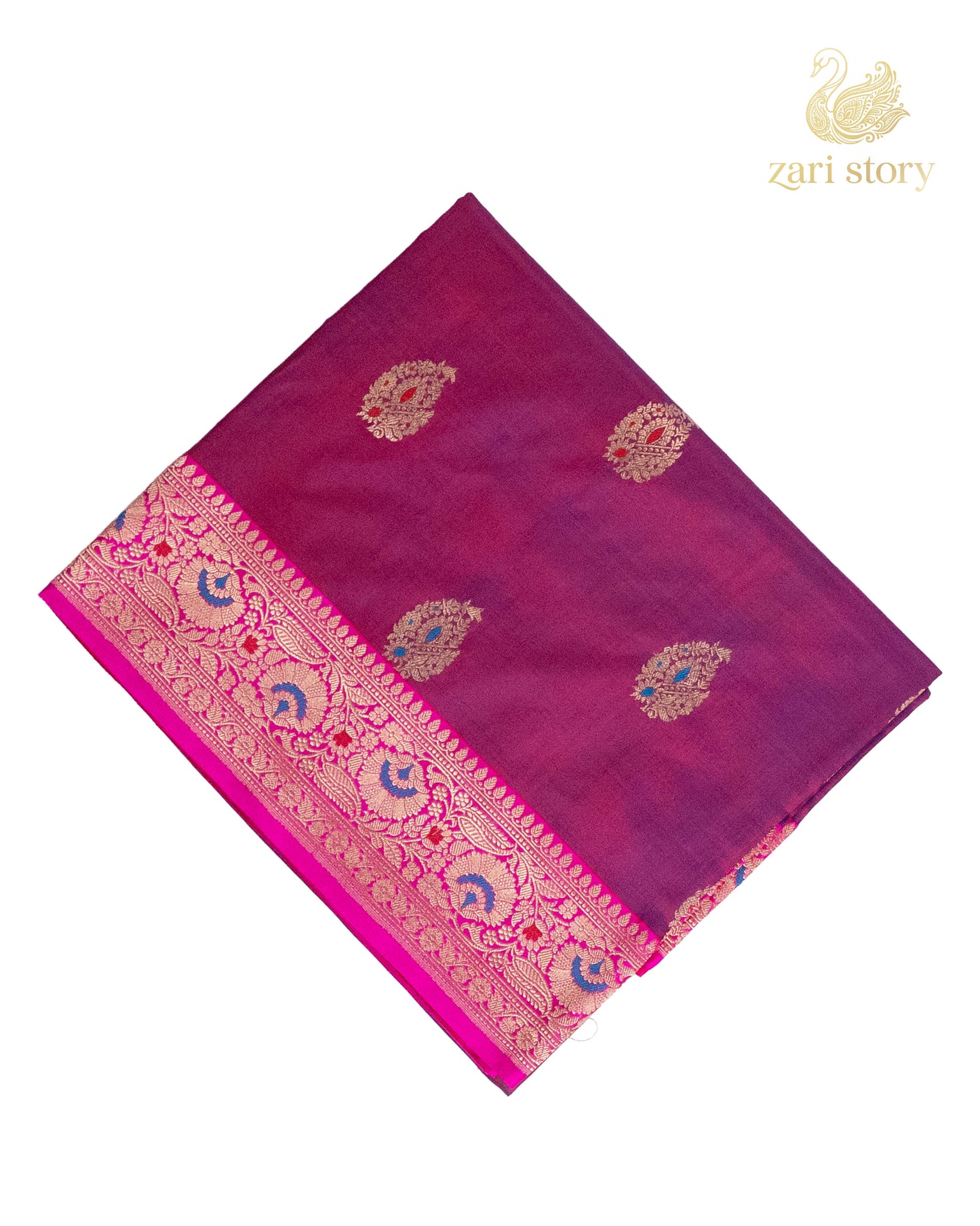 Magenta Meenakari Katan Silk Banarasi Saree