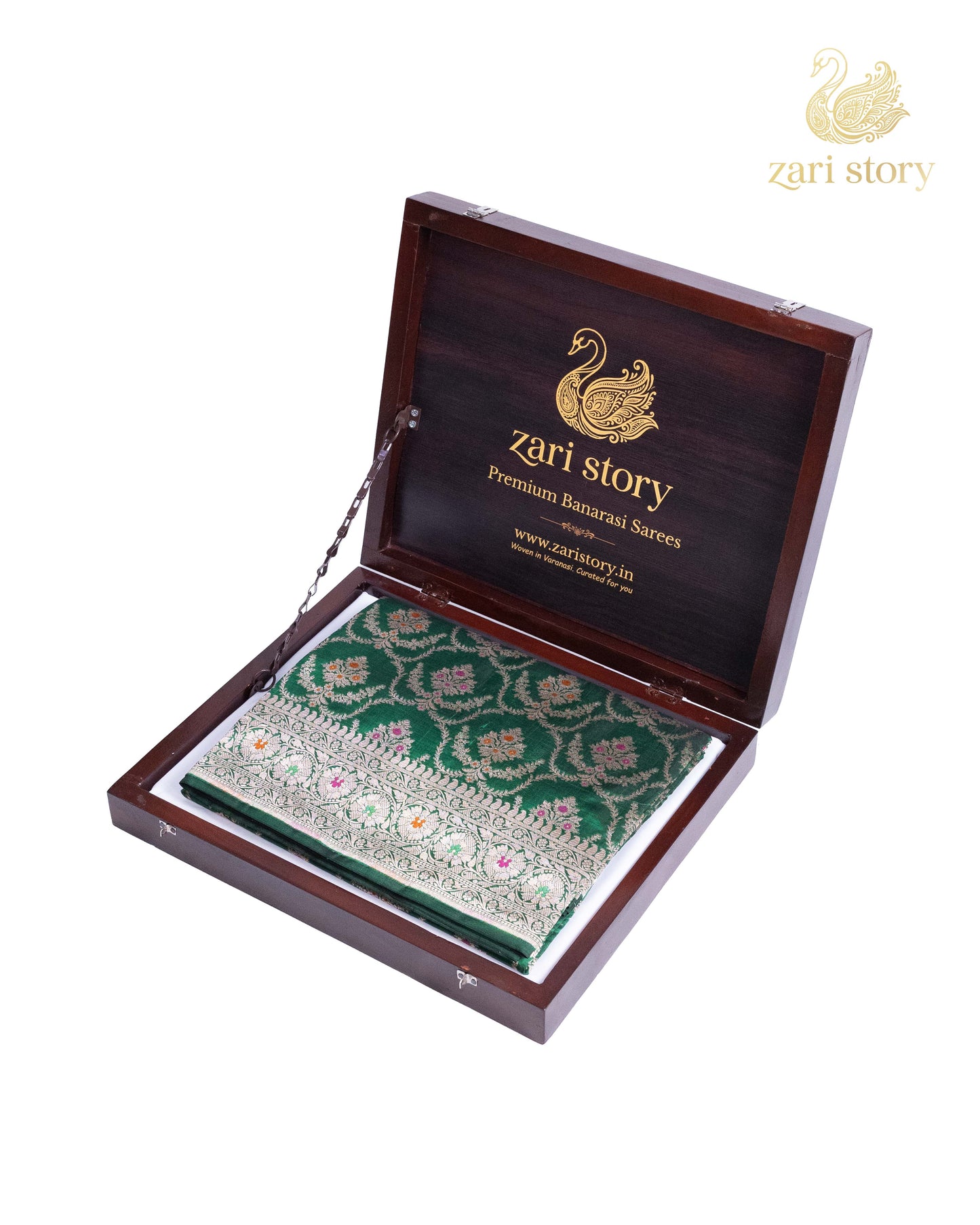 Emerald Green Meenakari Katan Silk Banarasi Saree