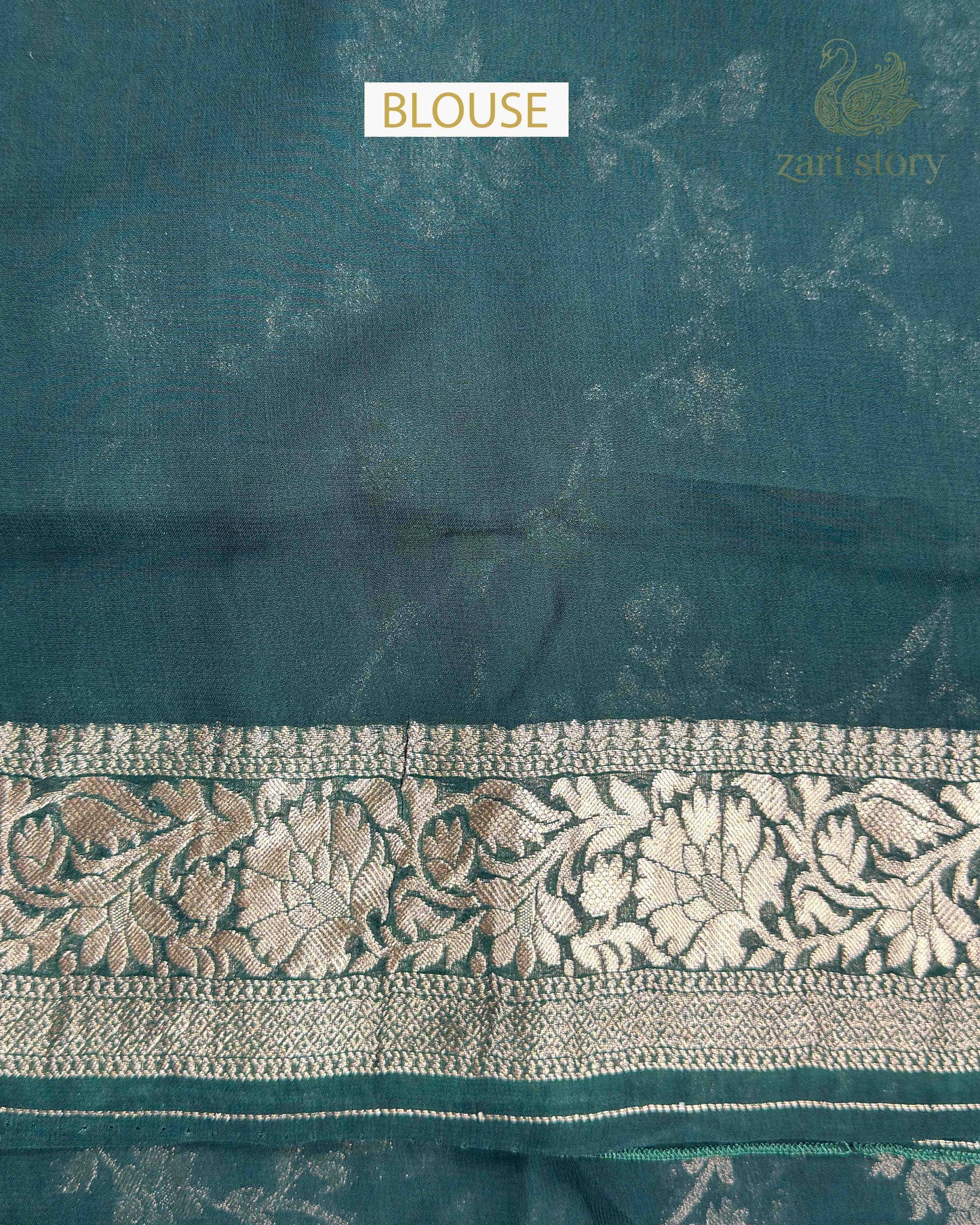 Bottle Green Floral Georgette Banarasi Saree