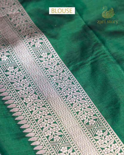 Emerald Green Meenakari Katan Silk Banarasi Saree
