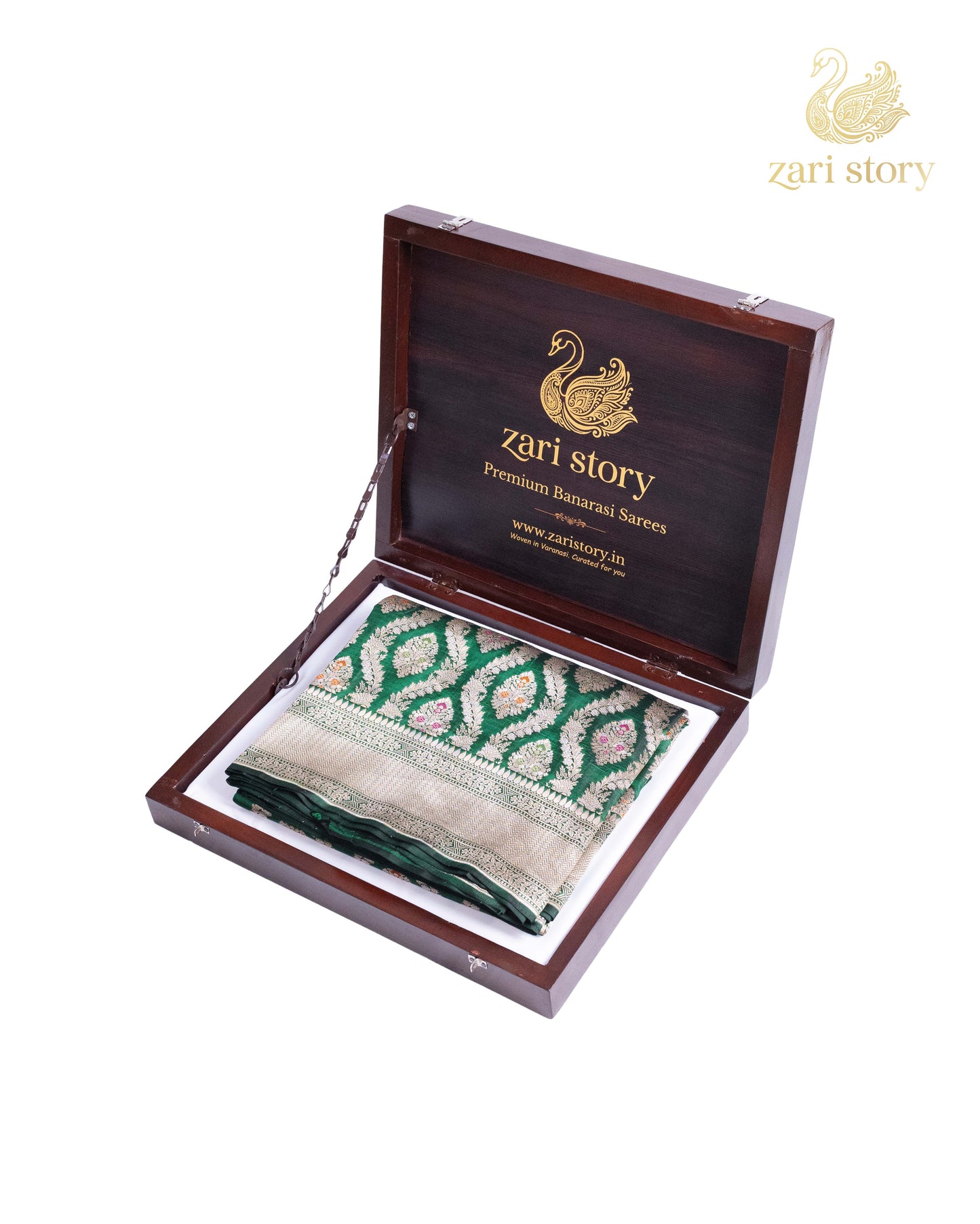 Emerald Green Meenakari Katan Silk Banarasi Saree