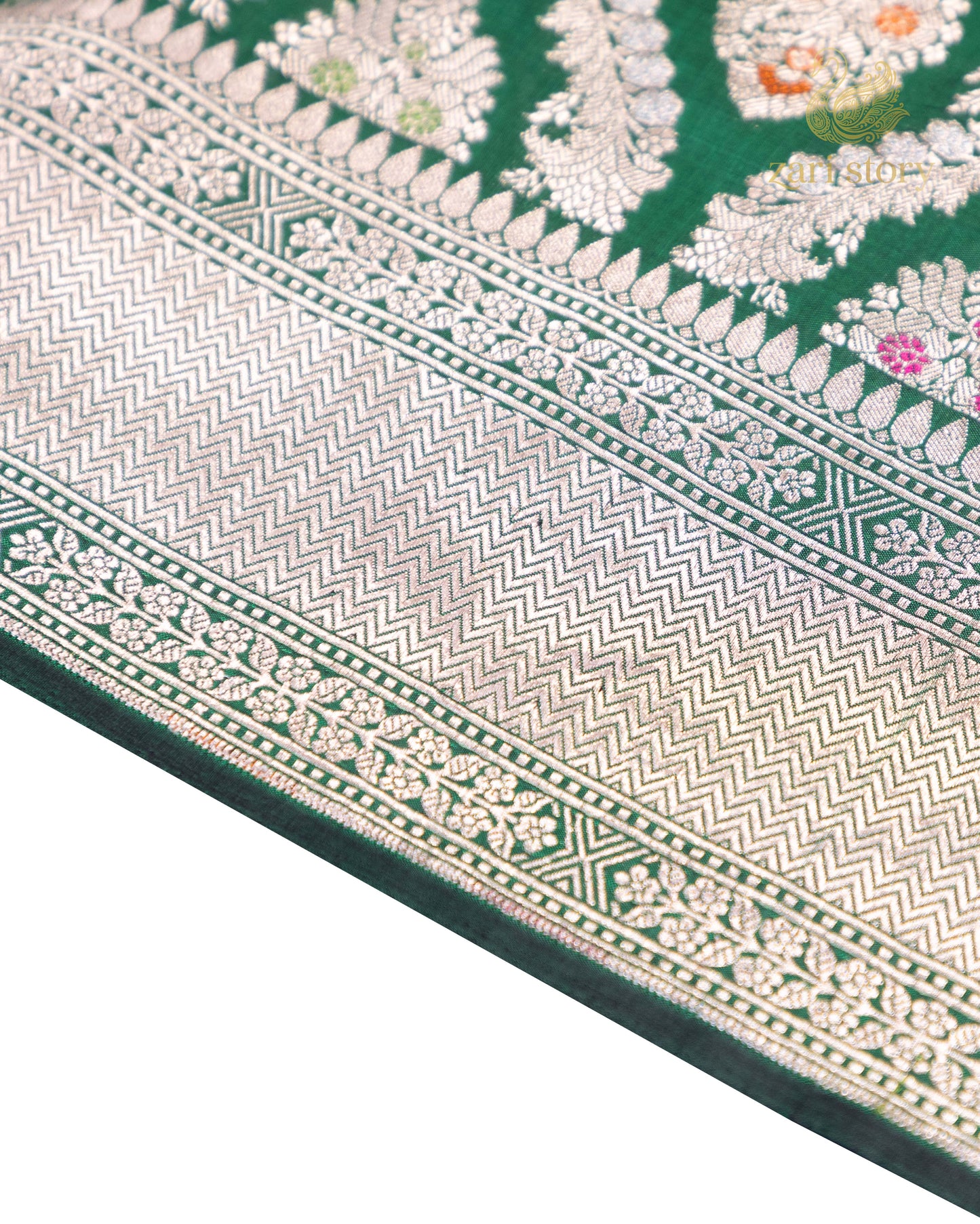 Emerald Green Meenakari Katan Silk Banarasi Saree