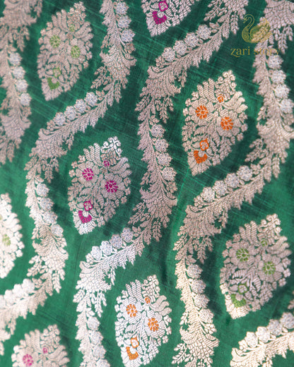 Emerald Green Meenakari Katan Silk Banarasi Saree