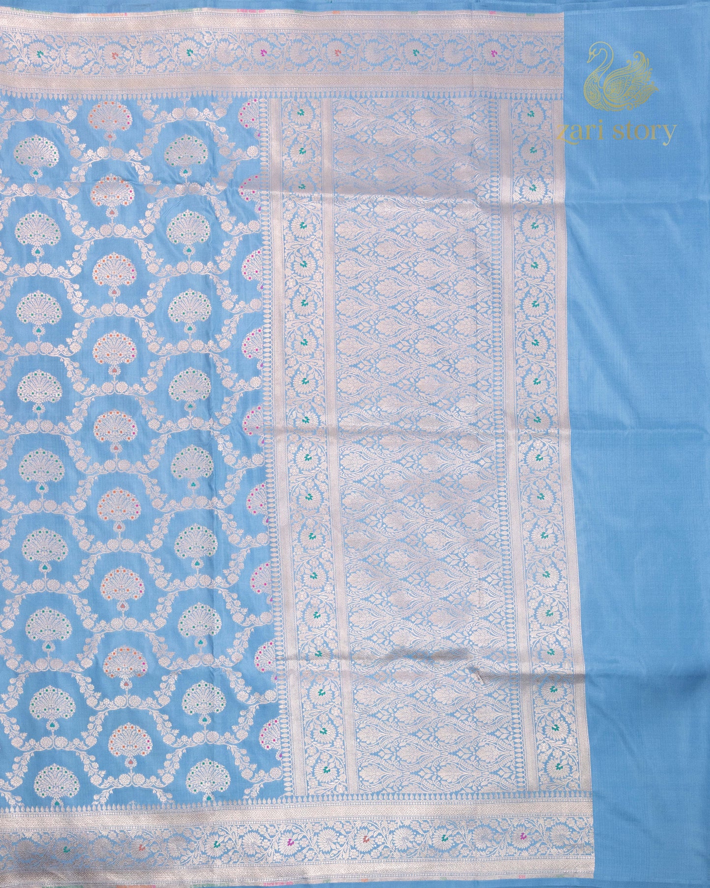 Powder Blue Meenakari Katan Silk Banarasi Saree