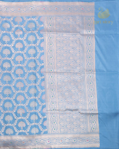 Powder Blue Meenakari Katan Silk Banarasi Saree
