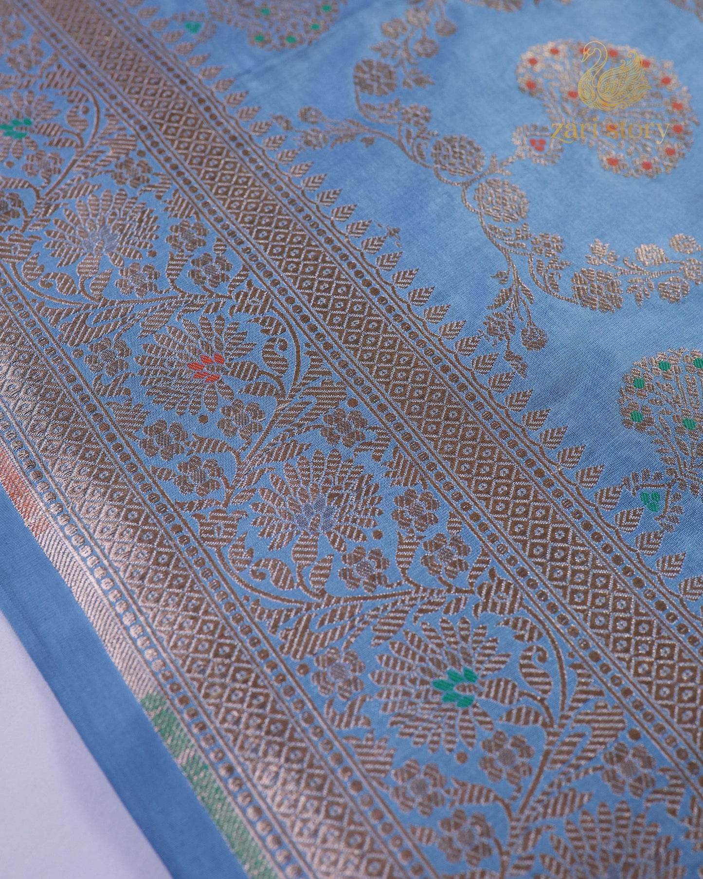 Powder Blue Meenakari Katan Silk Banarasi Saree