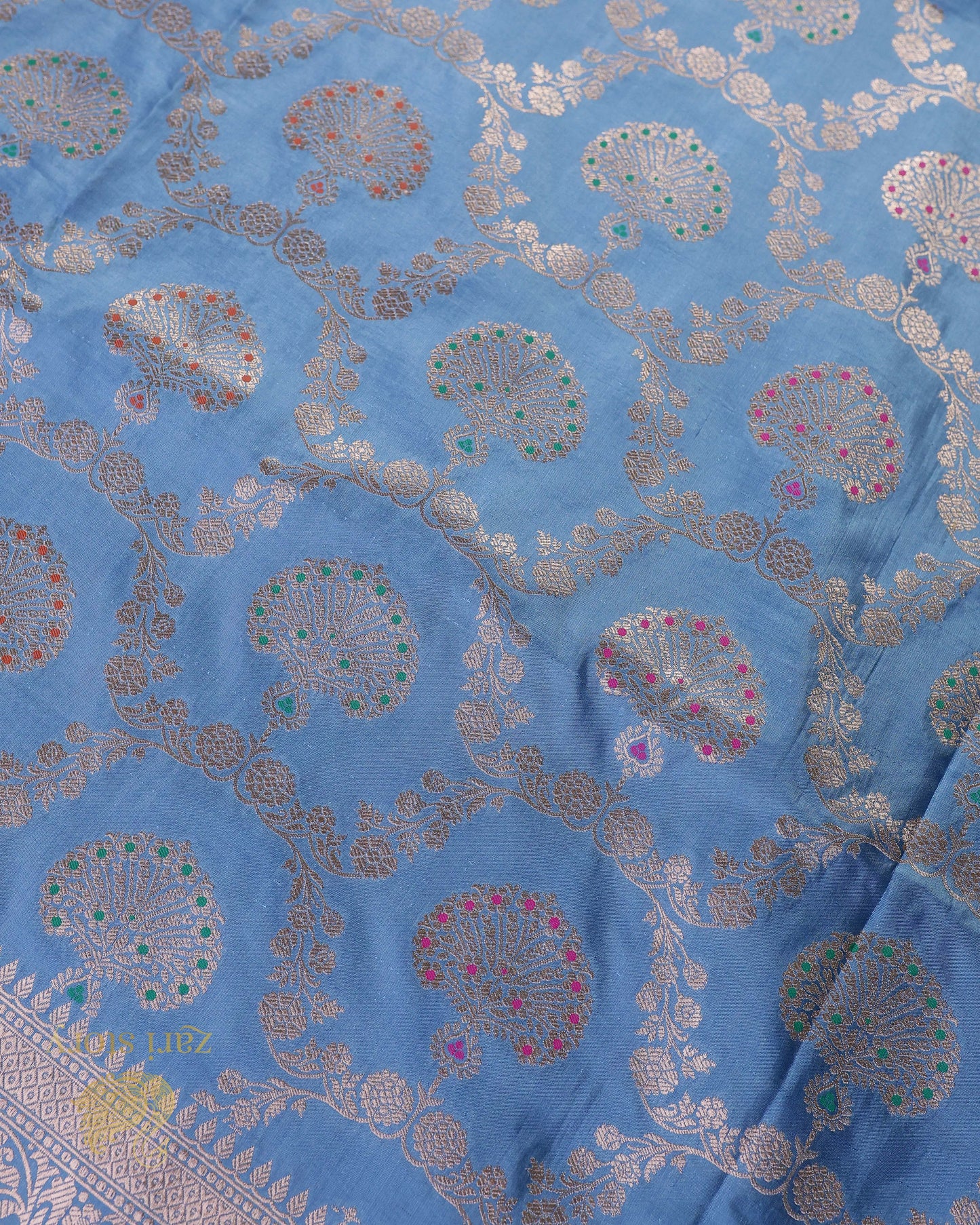 Powder Blue Meenakari Katan Silk Banarasi Saree
