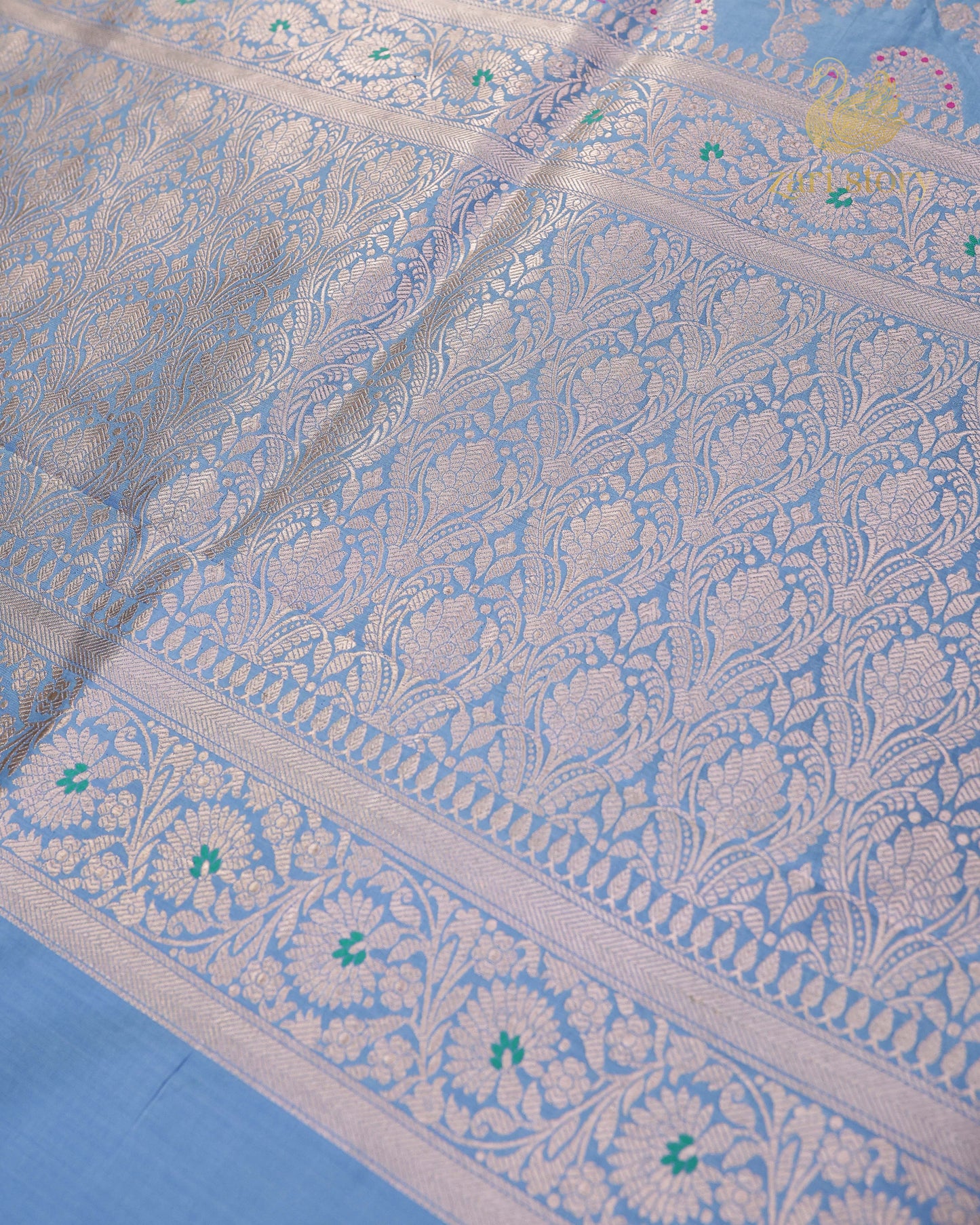 Powder Blue Meenakari Katan Silk Banarasi Saree