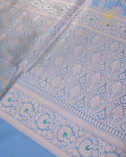 Powder Blue Meenakari Katan Silk Banarasi Saree