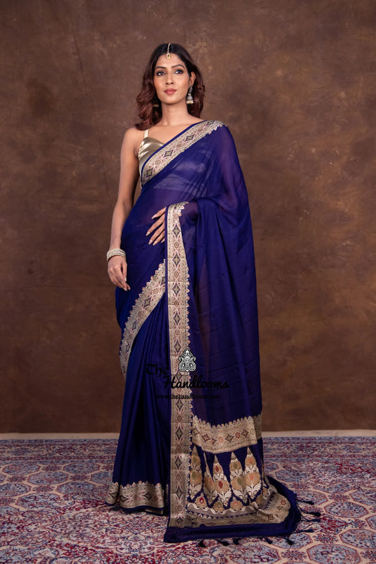 blue plain chiffon pure