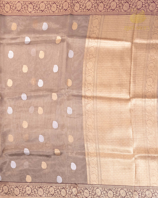 Antique Gold Butta Tissue Banarasi Saree