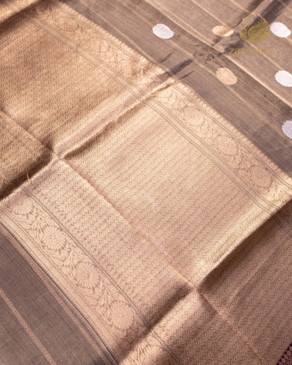 Antique Gold Butta Tissue Banarasi Saree