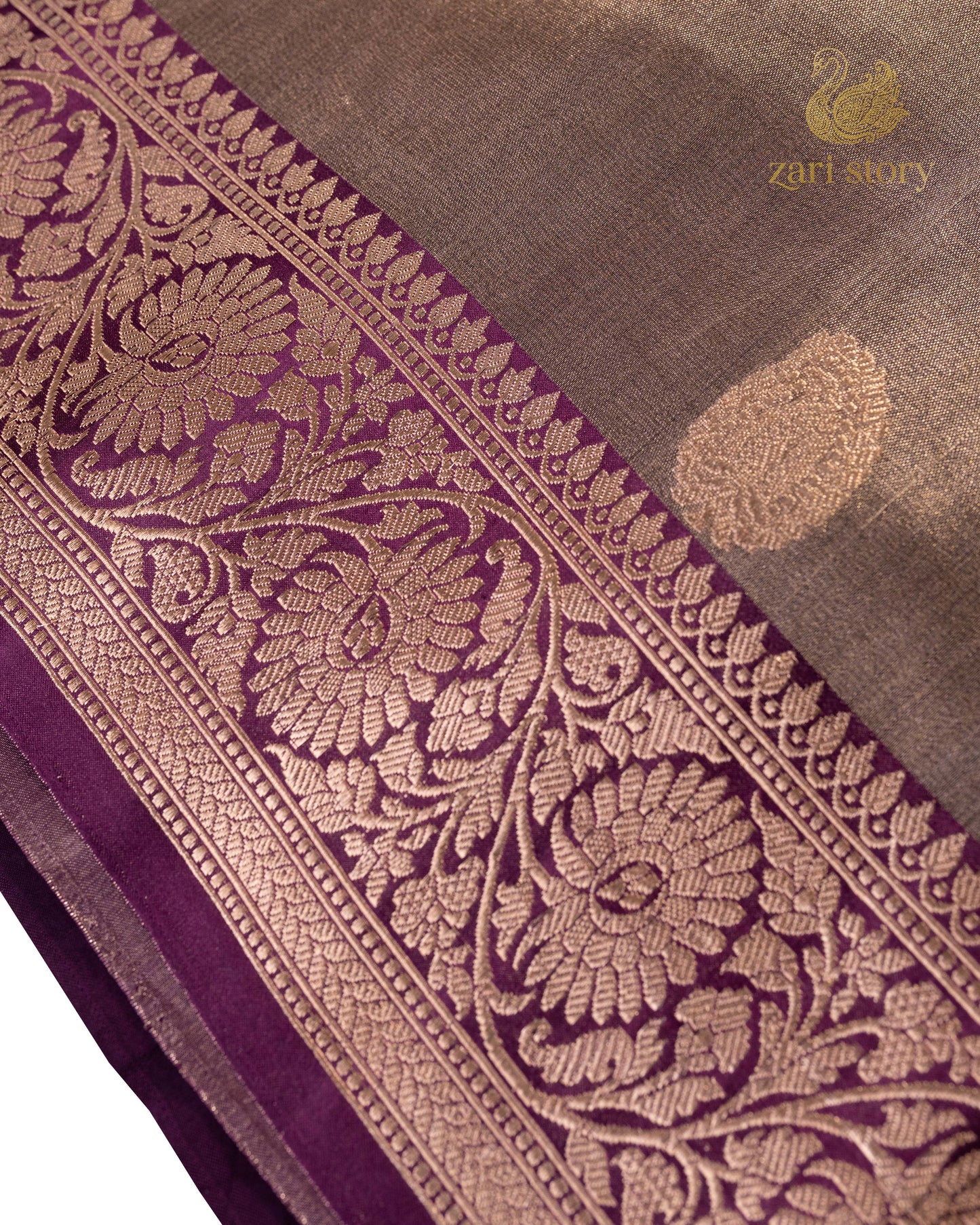 Antique Gold Butta Tissue Banarasi Saree