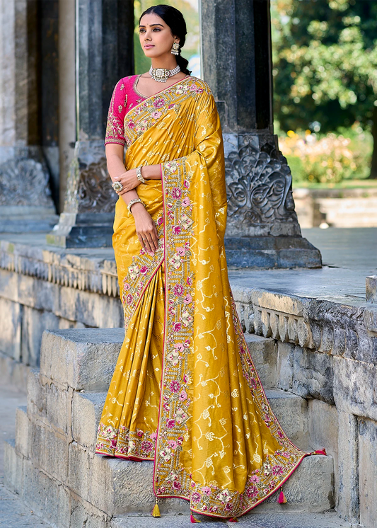 yellow floral crepe semi