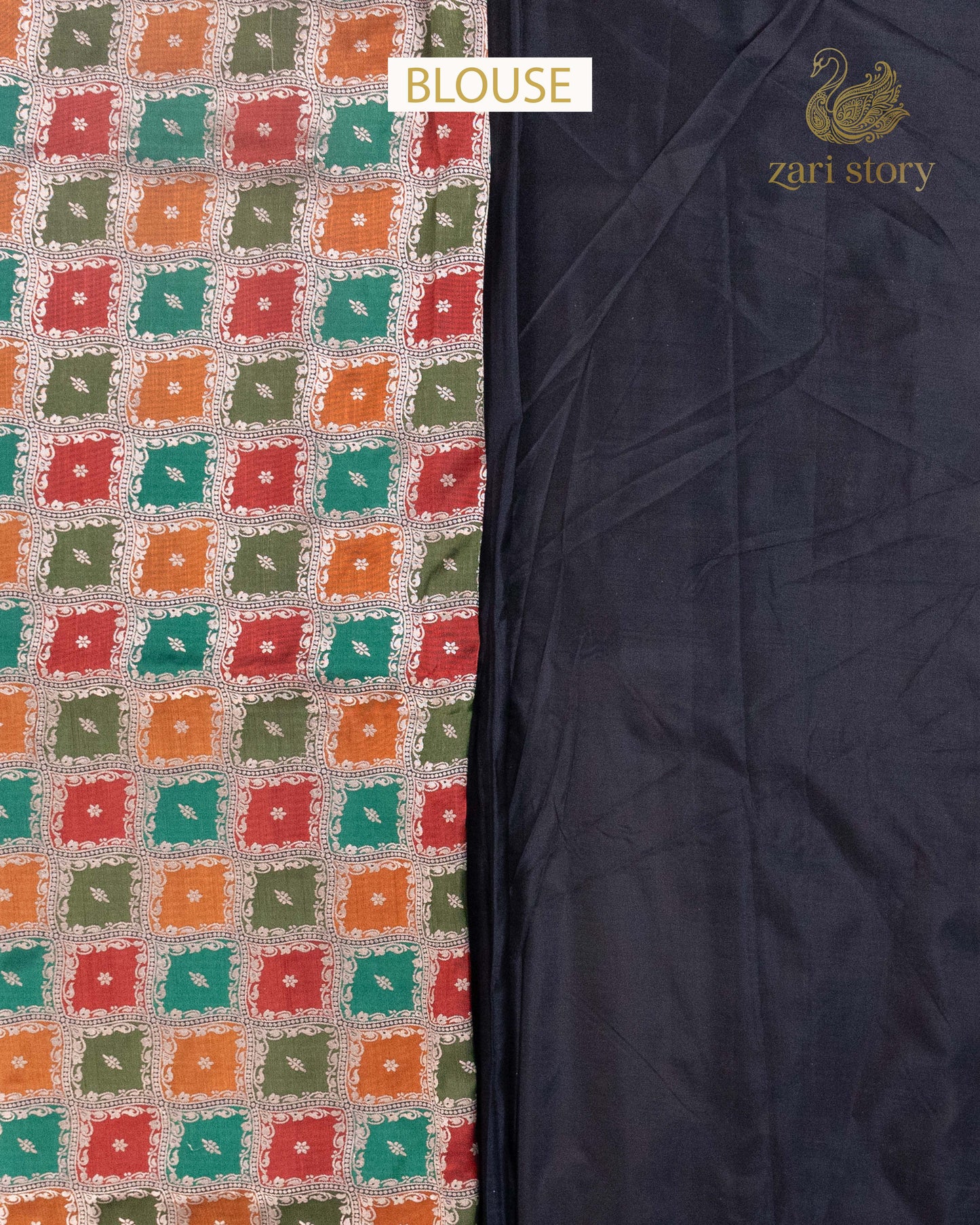 Black Multicolour Rangkat Katan Silk Banarasi Saree