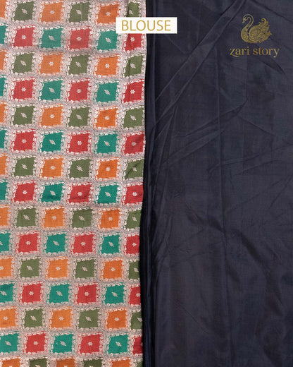 Black Multicolour Rangkat Katan Silk Banarasi Saree