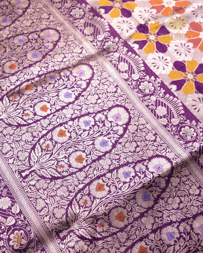 Plum Purple Rangkat Katan Silk Banarasi Saree