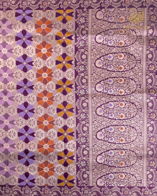 Plum Purple Rangkat Katan Silk Banarasi Saree