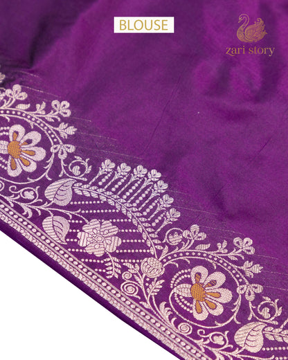 Plum Purple Rangkat Katan Silk Banarasi Saree