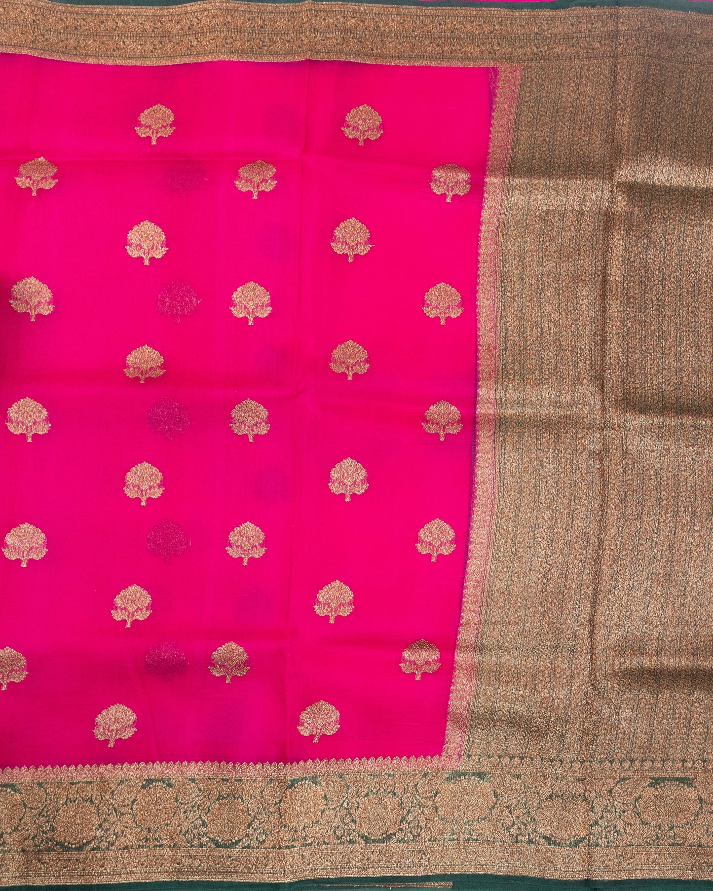 Rani Pink Butta Kora Silk Banarasi Saree