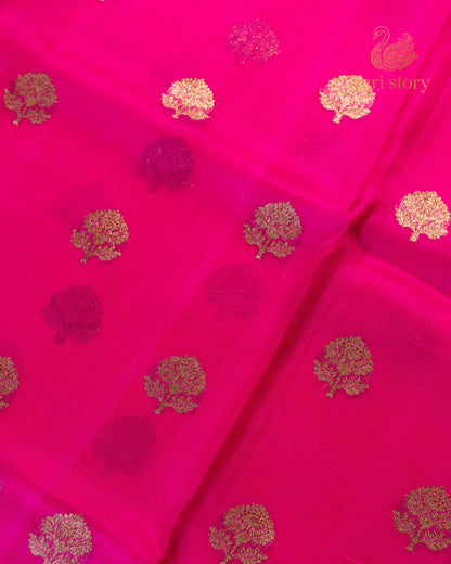 Rani Pink Butta Kora Silk Banarasi Saree
