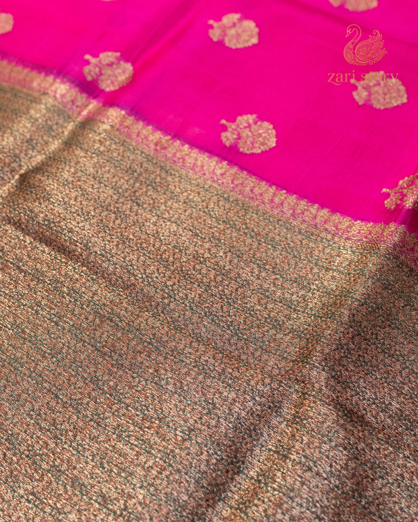 Rani Pink Butta Kora Silk Banarasi Saree