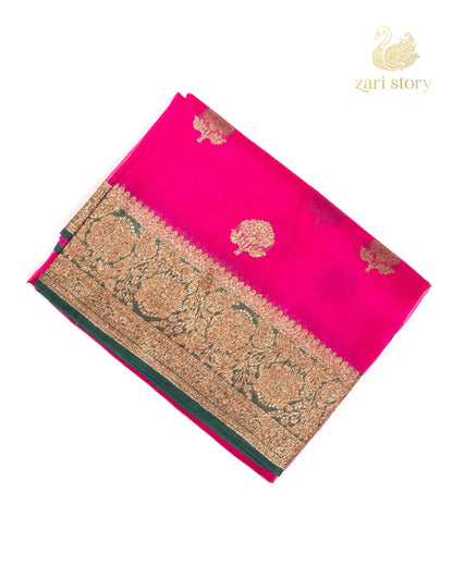 Rani Pink Butta Kora Silk Banarasi Saree