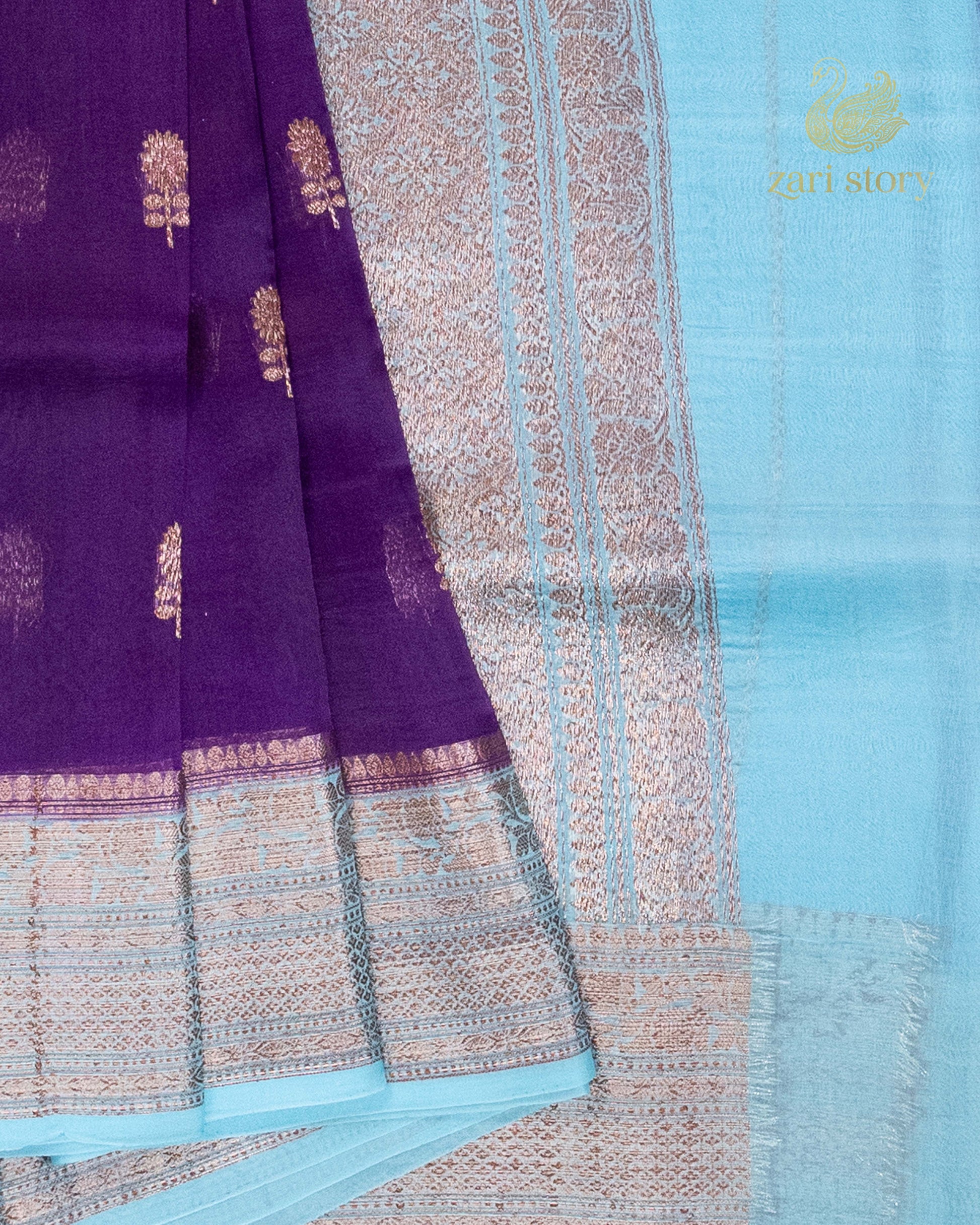 purple butta kora silk pure