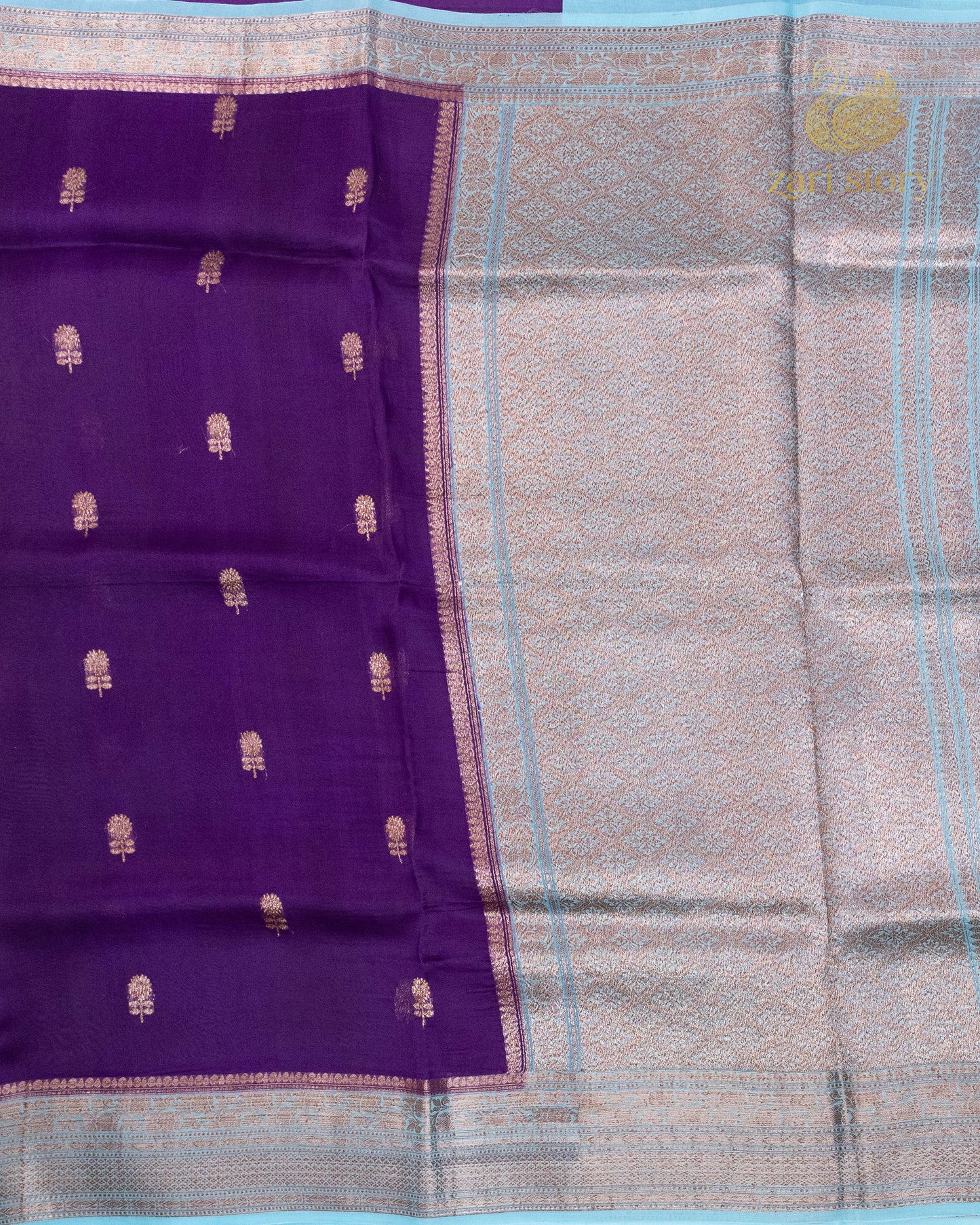 Grape Purple Butta Kora Silk Banarasi Saree