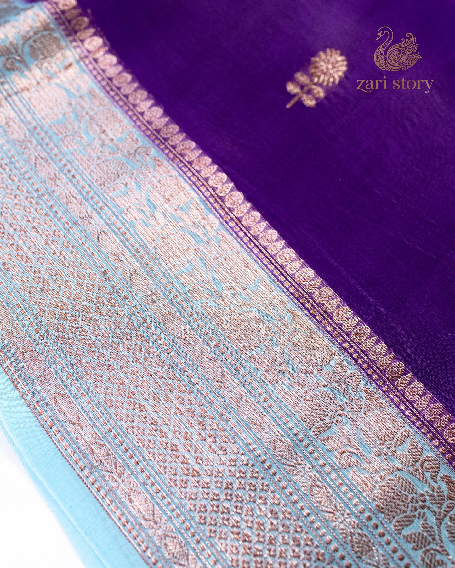 Grape Purple Butta Kora Silk Banarasi Saree