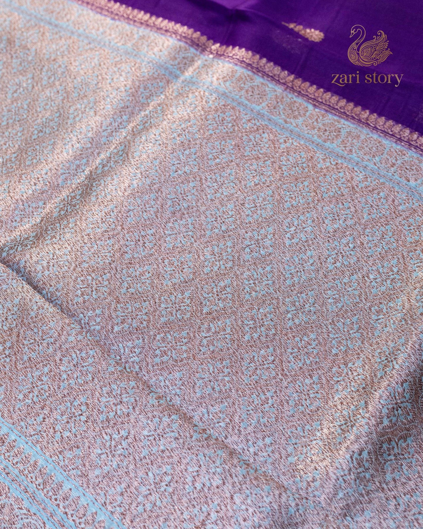 Grape Purple Butta Kora Silk Banarasi Saree
