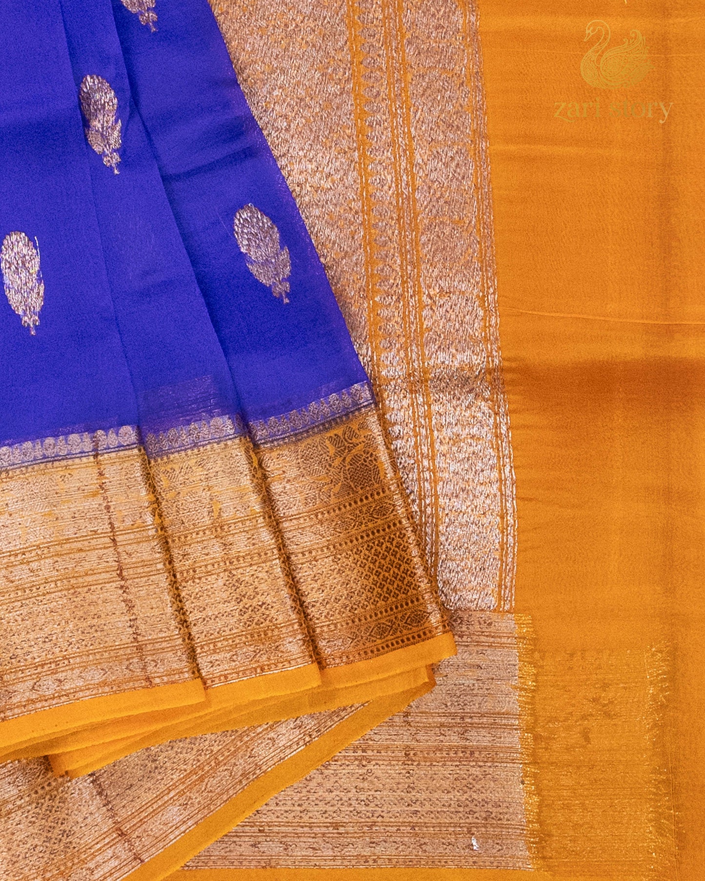 blue butta kora silk pure