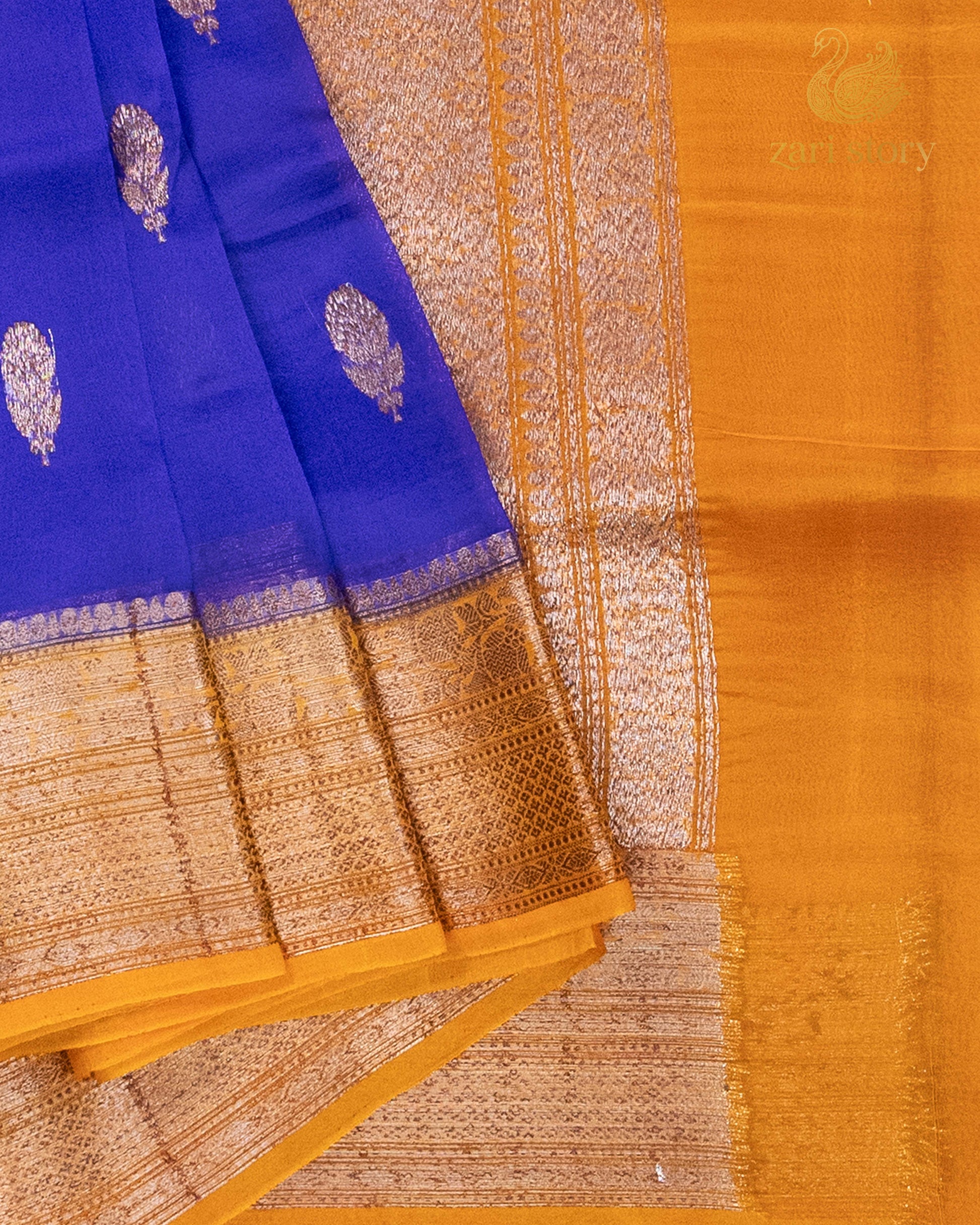 blue butta kora silk pure