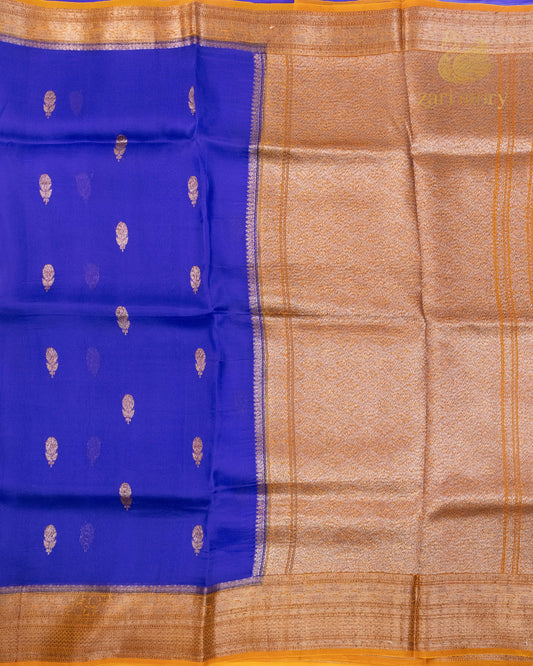 Navy Blue Butta Kora Silk Banarasi Saree