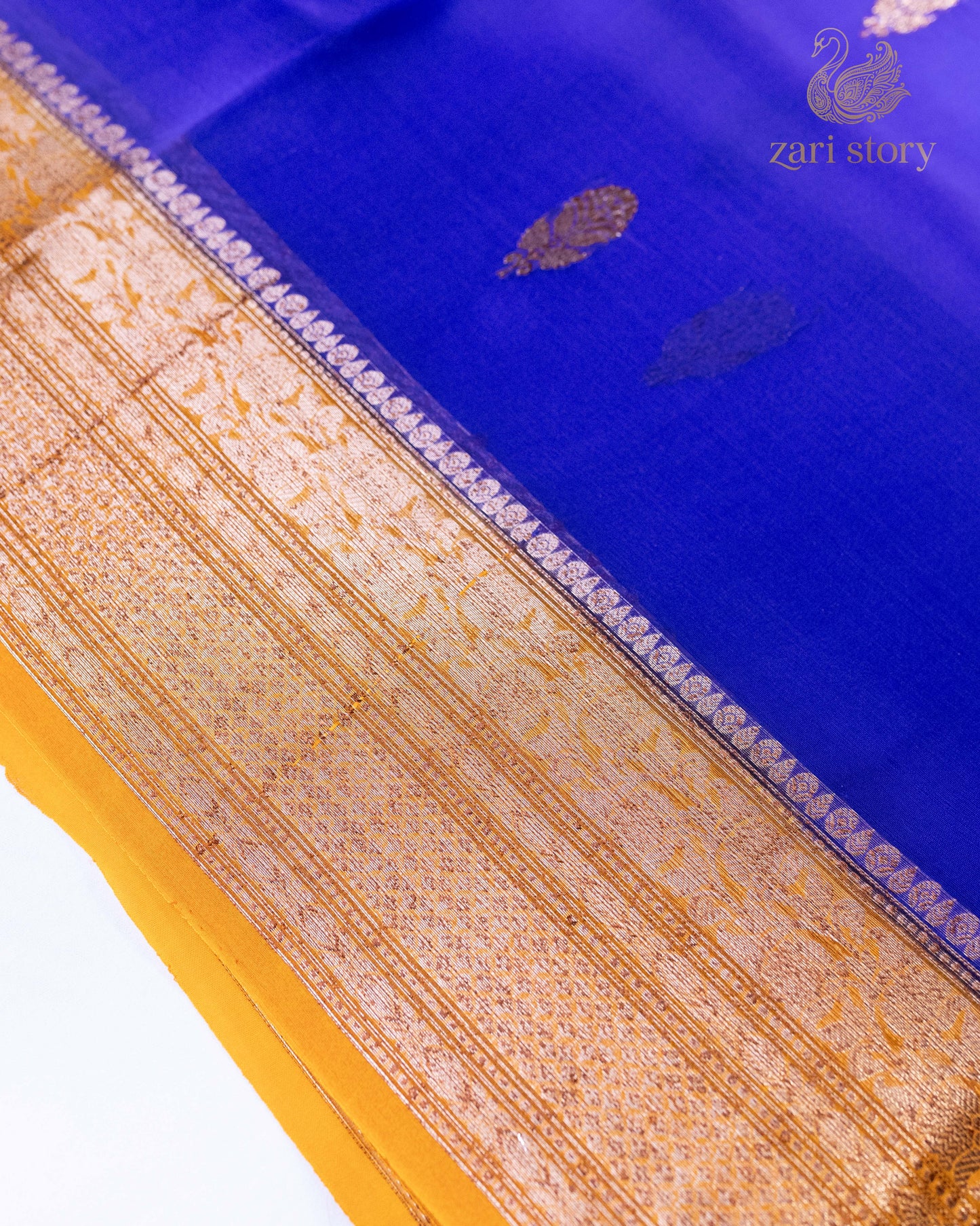 Navy Blue Butta Kora Silk Banarasi Saree