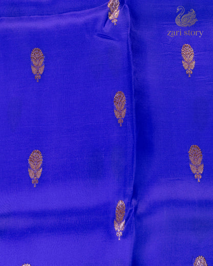 Navy Blue Butta Kora Silk Banarasi Saree