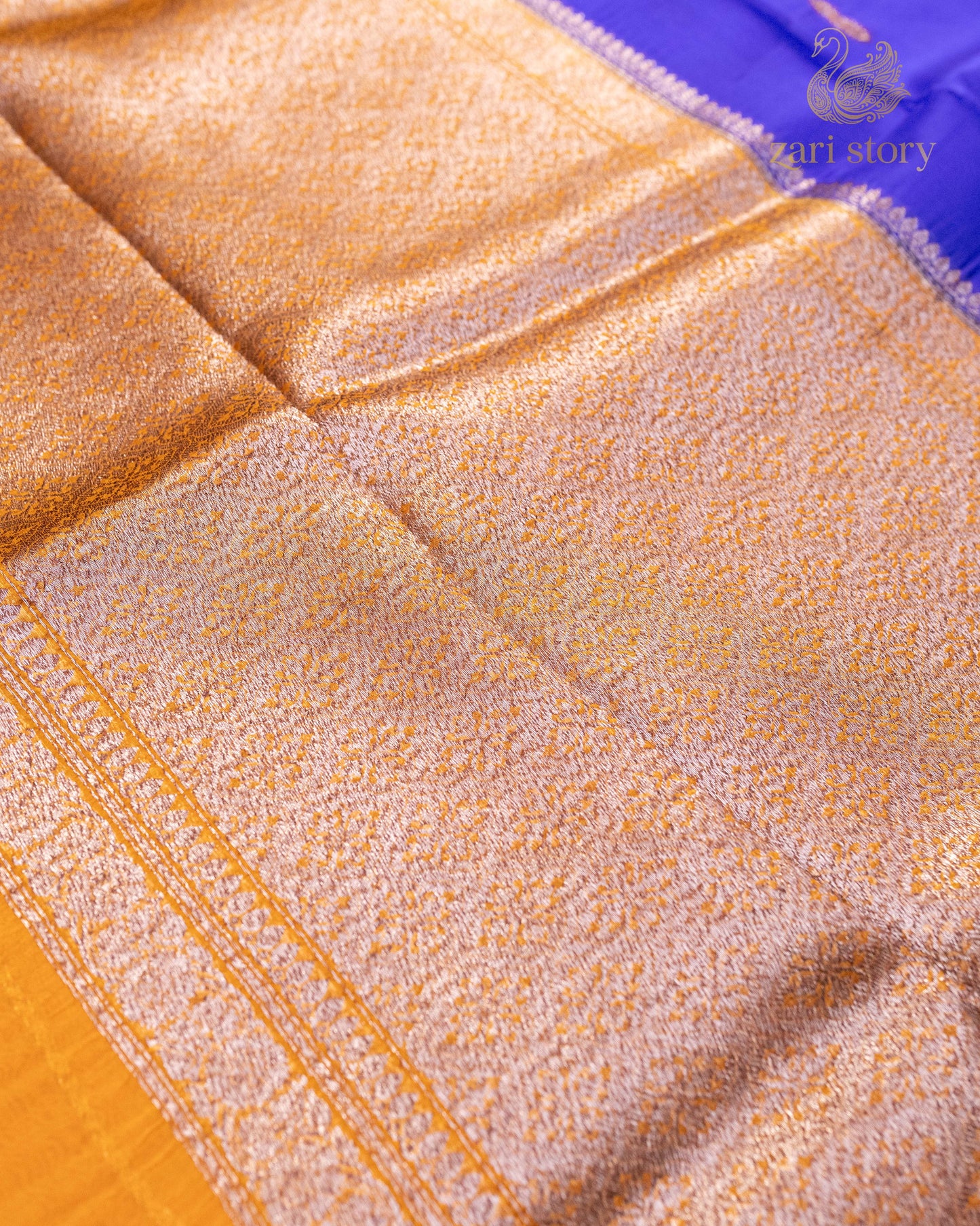 Navy Blue Butta Kora Silk Banarasi Saree