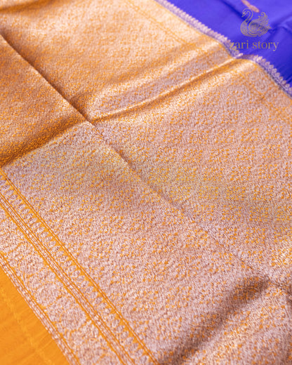 Navy Blue Butta Kora Silk Banarasi Saree