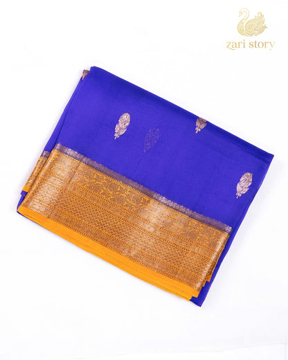 Navy Blue Butta Kora Silk Banarasi Saree