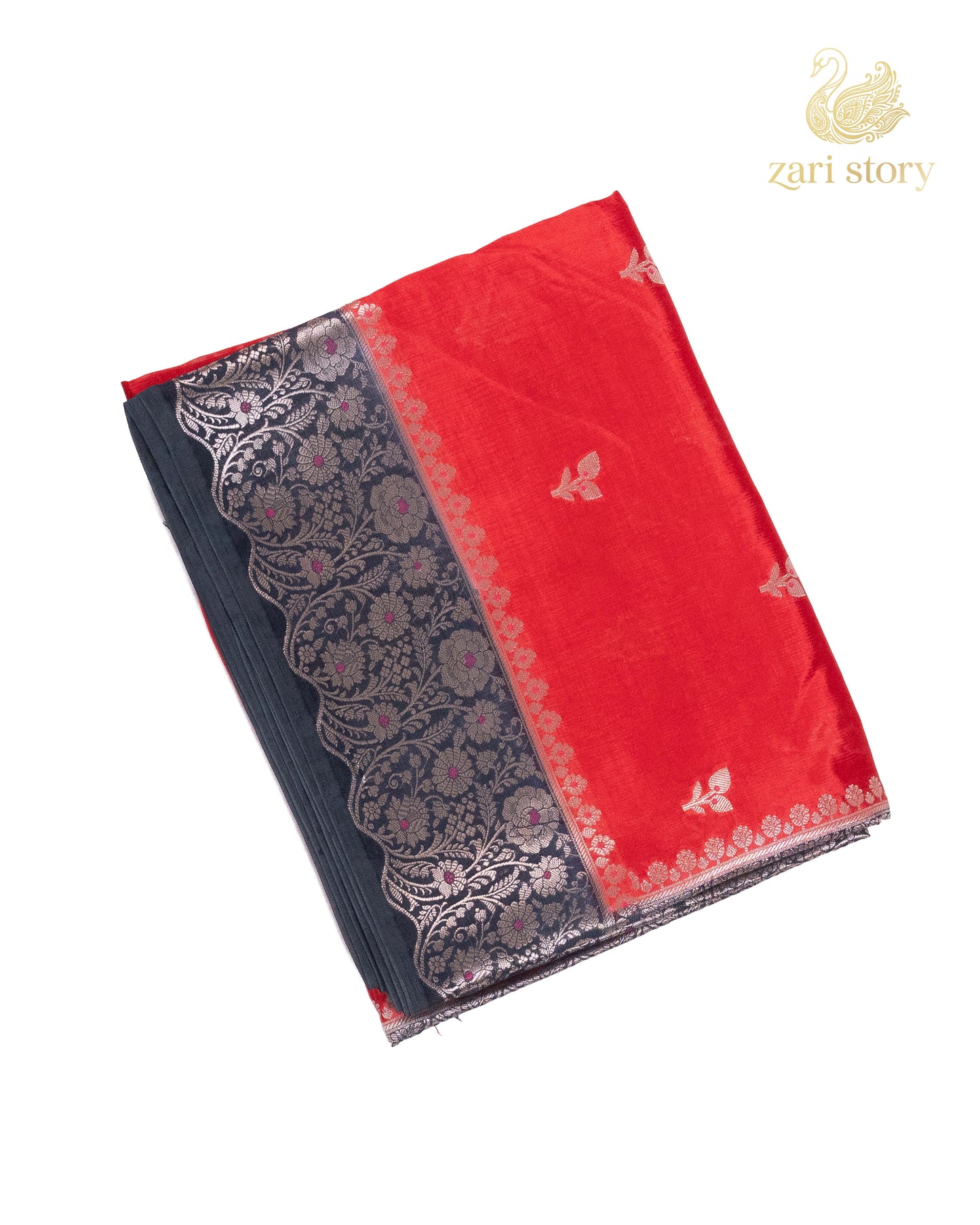 Ruby Red Butta Crepe Banarasi Saree